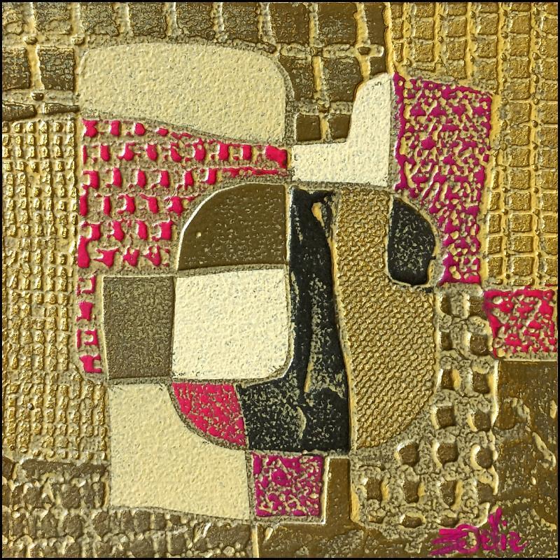 Gemälde 102. RELIEF. Or et pourpr von Devie Bernard  | Gemälde Abstrakt Materialismus Pappe Acryl