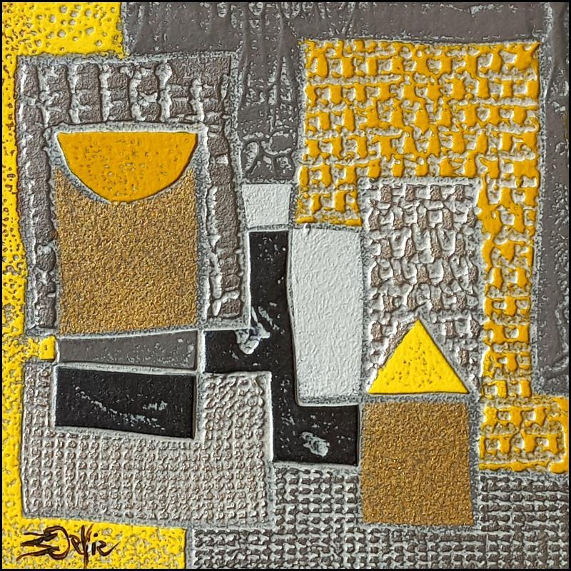 Painting 202 RELIEF. Argent et jaune by Devie Bernard  | Painting Abstract Mixed Acrylic