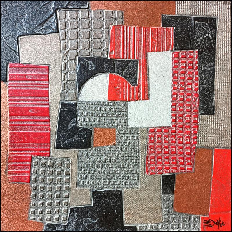 Painting 202. RELIEF. Argent  et rouge by Devie Bernard  | Painting Subject matter Acrylic, Cardboard, Graffiti