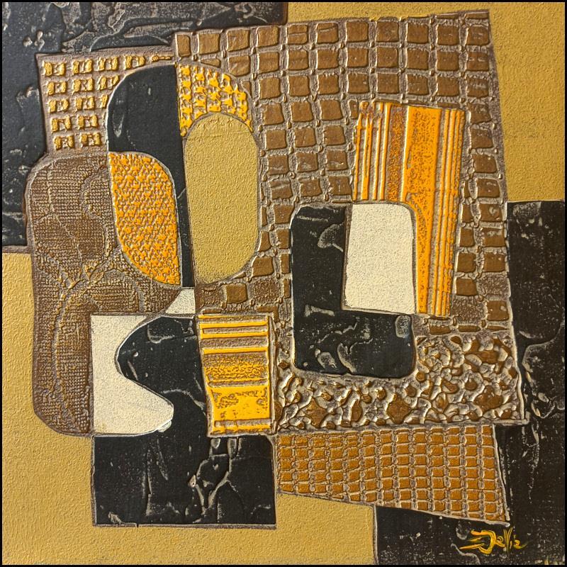 Peinture 502. RELIEF. Or et jaune d'or par Devie Bernard  | Tableau Abstrait Matiérisme Acrylique