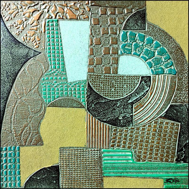 Painting  602. RELIEF. Bronze et vert  by Devie Bernard  | Painting Abstract Mixed Acrylic