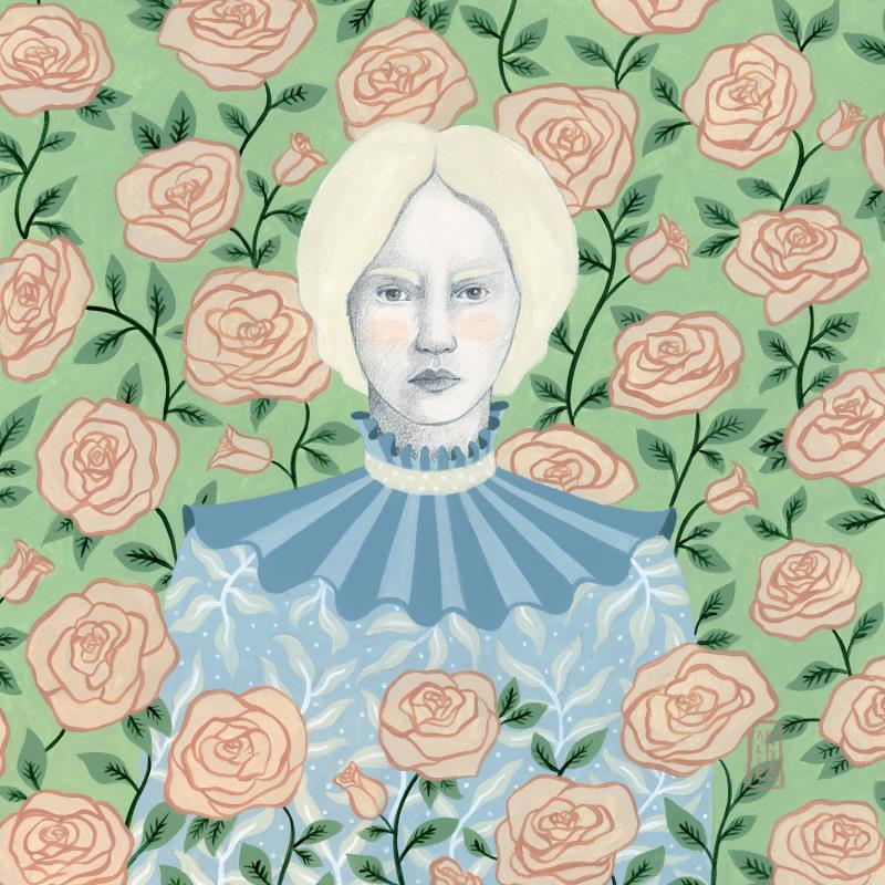Painting Alice by Alie Loizel | Painting Naive art Acrylic Portrait