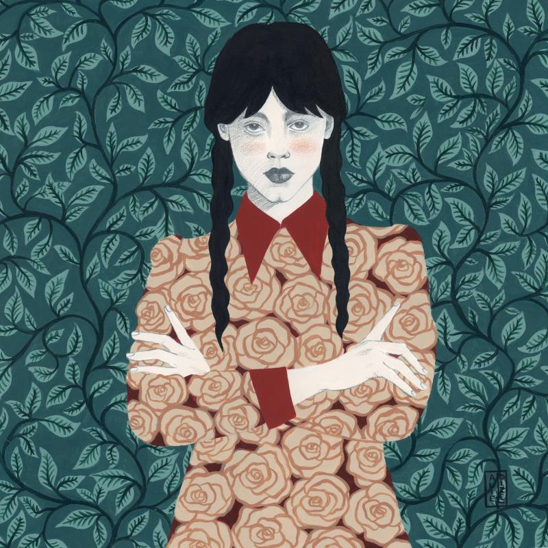 Painting Wednesday by Alie Loizel | Painting Naive art Acrylic Portrait
