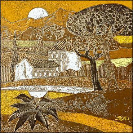 Gemälde 503. CAMPAGNE Or et jaune von Devie Bernard  | Gemälde Materialismus Acryl Landschaften