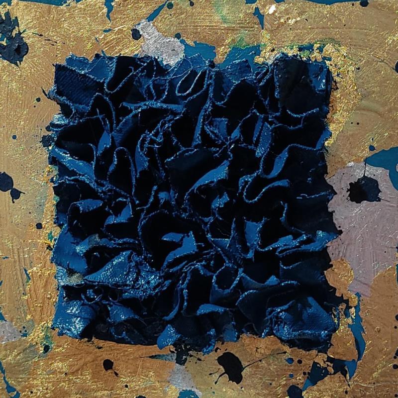 Painting Golden sea by Dalloz Julie | Painting Raw art Subject matter Minimalist Graffiti Wood Textile Upcycling
