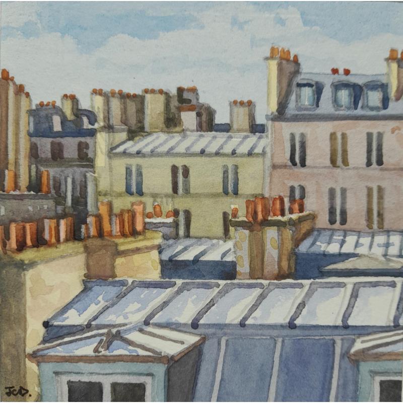 Painting A Paris by Decoudun Jean charles | Painting Figurative Urban Watercolor