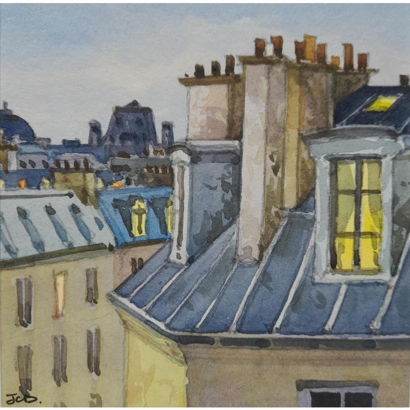 Painting Paris chez nous by Decoudun Jean charles | Painting Figurative Urban Watercolor