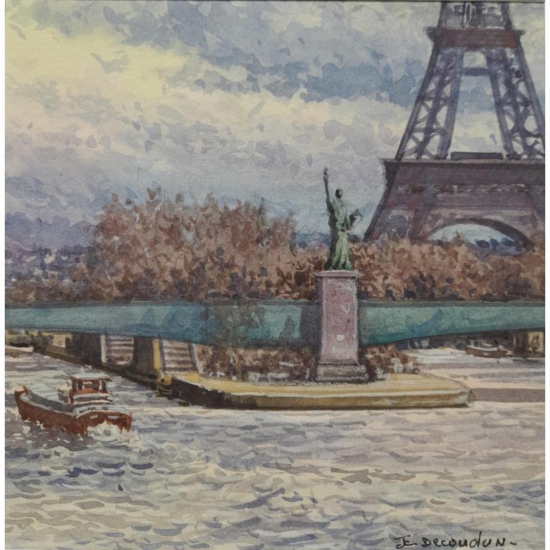 Painting La Liberté by Decoudun Jean charles | Painting Figurative Landscapes Urban Life style Watercolor