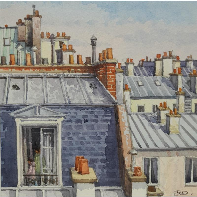 Painting Chez soi by Decoudun Jean charles | Painting Figurative Urban Life style Watercolor