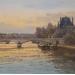 Painting Le pont qui mène au Louvre by Decoudun Jean charles | Painting Figurative Landscapes Urban Life style Watercolor
