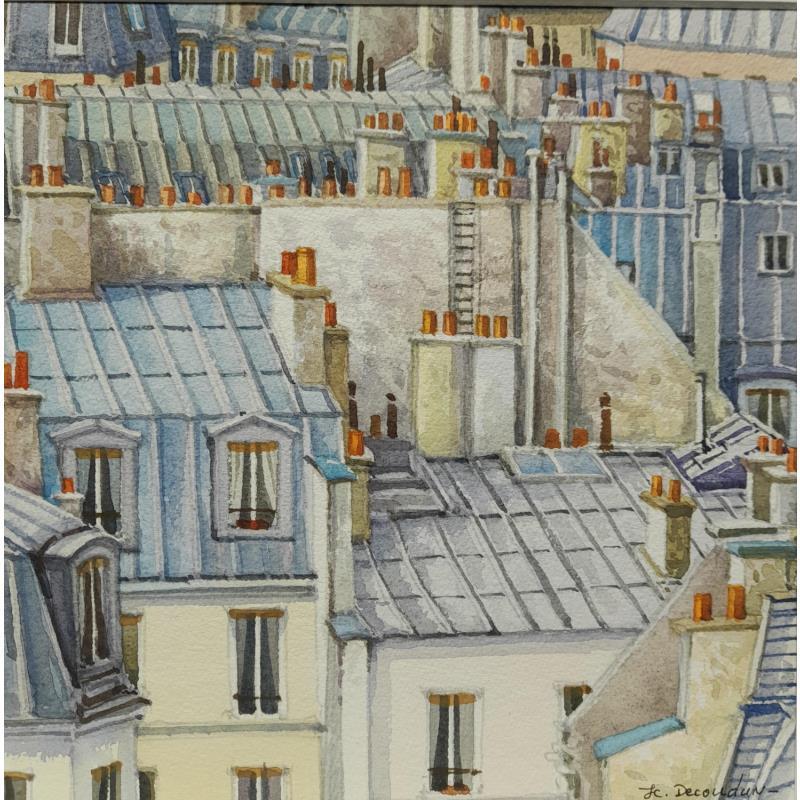 Painting Paris by Decoudun Jean charles | Painting Figurative Landscapes Urban Life style Watercolor