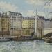 Painting Le pont de la Tournelle by Decoudun Jean charles | Painting Figurative Landscapes Urban Life style Watercolor