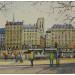 Painting L'île de la Cité by Decoudun Jean charles | Painting Figurative Landscapes Urban Life style Watercolor