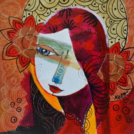 Peinture Devant les anges par Ketfa Laure | Tableau Art Singulier Mixte Portraits
