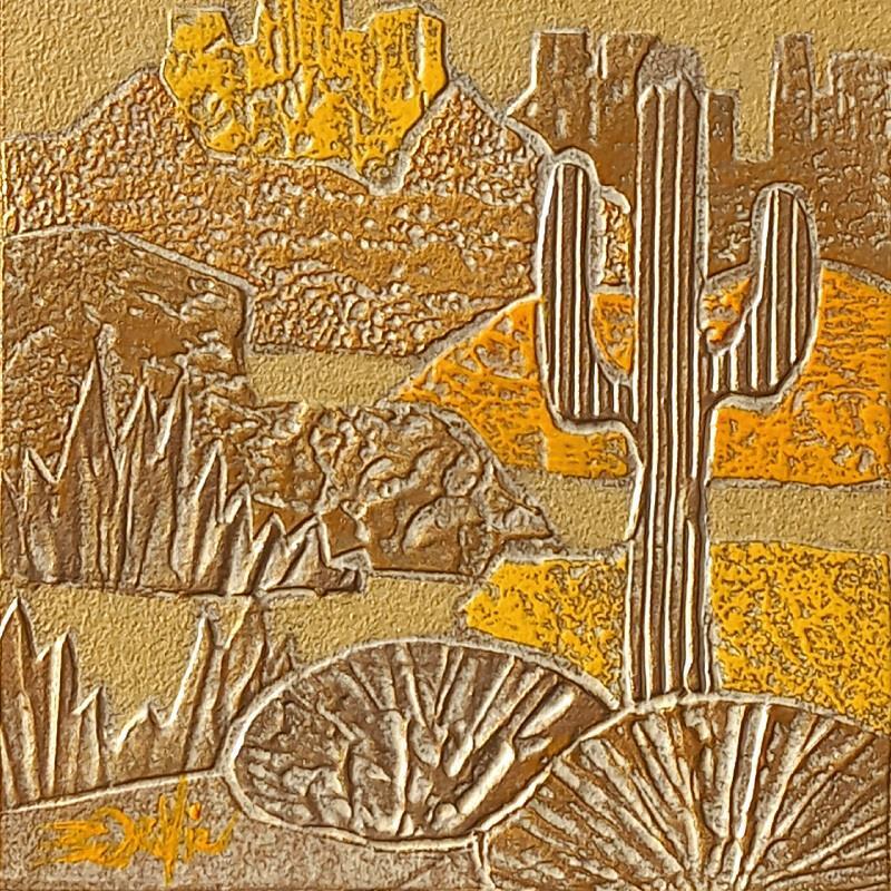 Painting 501. ARIZONA. Or et jaune by Devie Bernard  | Painting Subject matter Acrylic, Cardboard Landscapes