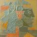 Painting  401. PROFIL. Bronze et orange by Devie Bernard  | Painting Figurative Subject matter Portrait Cardboard Acrylic