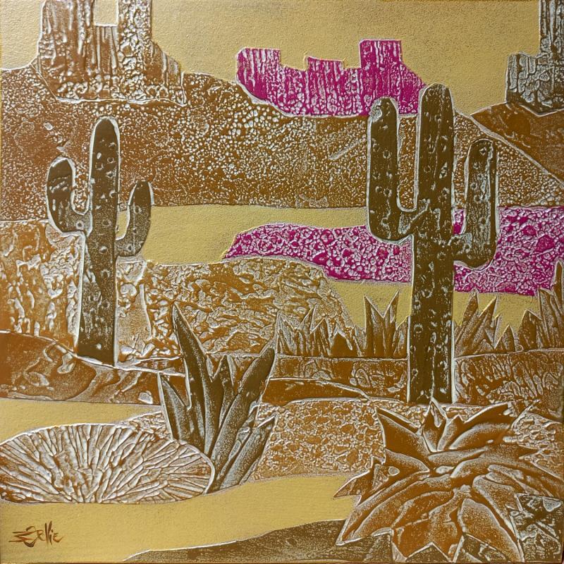 Painting 2a DESERT Or et pourpre by Devie Bernard  | Painting Figurative Subject matter Landscapes Cardboard Acrylic
