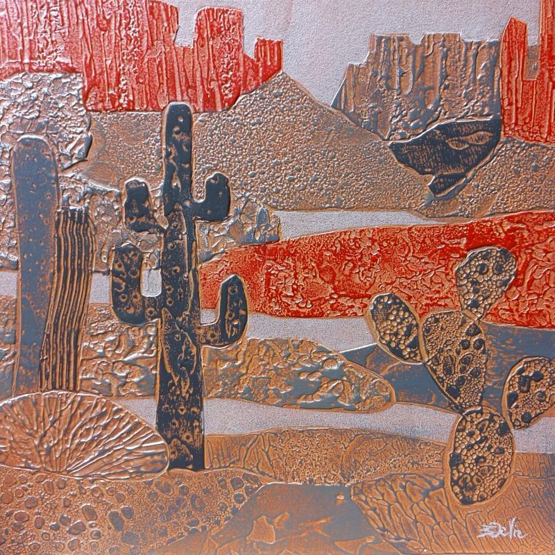 Peinture 3c  DESERT Fer et Rouge par Devie Bernard  | Tableau Figuratif Matiérisme Paysages Carton Acrylique