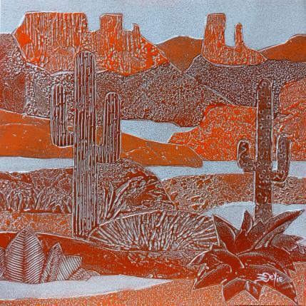 Painting 5b DESERT Cuivre et orange by Devie Bernard  | Painting Subject matter Acrylic, Cardboard Landscapes