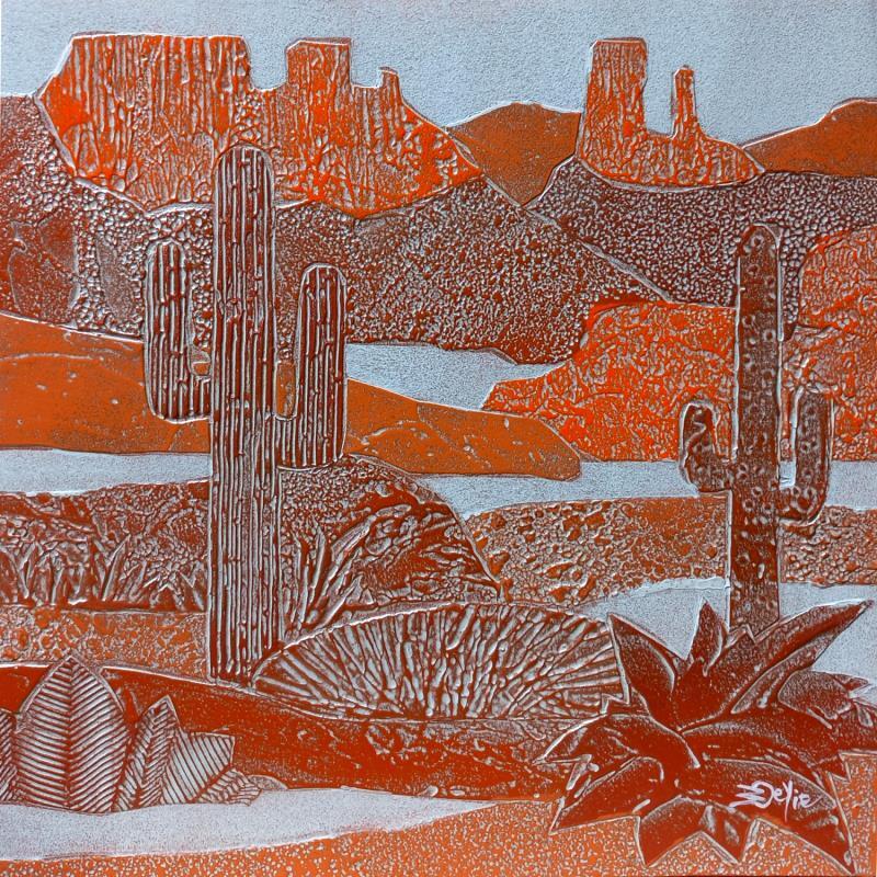 Painting 5b DESERT Cuivre et orange by Devie Bernard  | Painting Figurative Subject matter Landscapes Cardboard Acrylic