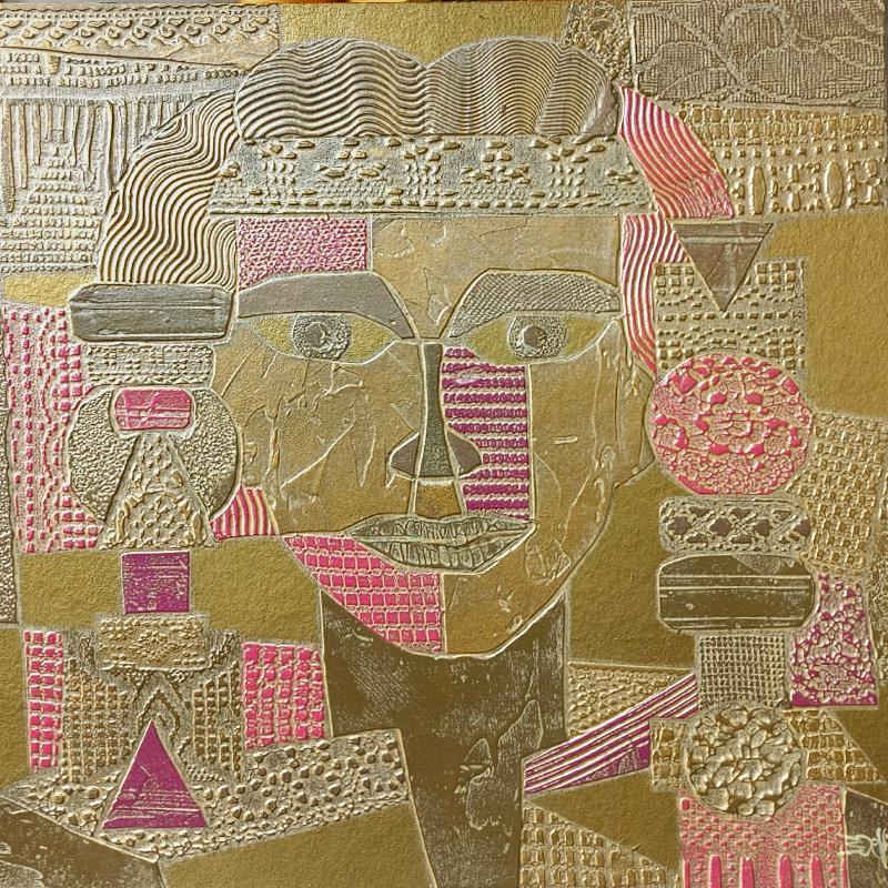 Gemälde 101. VISAGE. Or et pourpre von Devie Bernard  | Gemälde Materialismus Acryl, Pappe Landschaften, Porträt, Tiere