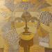 Gemälde 501. VISAGE. Or et jaune von Devie Bernard  | Gemälde Figurativ Materialismus Porträt Pappe Acryl