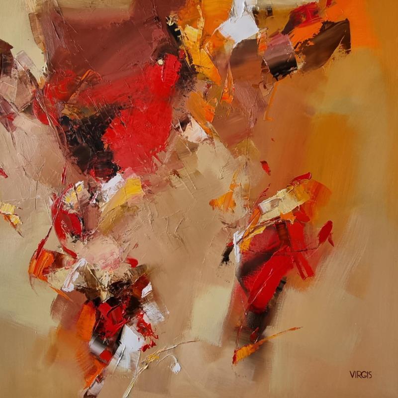 Painting Fuss in red by Virgis | Painting Abstract Minimalist Oil