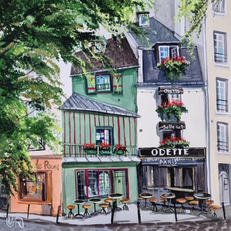 Peinture Odette Paris par Rasa | Tableau Art naïf Acrylique Urbain