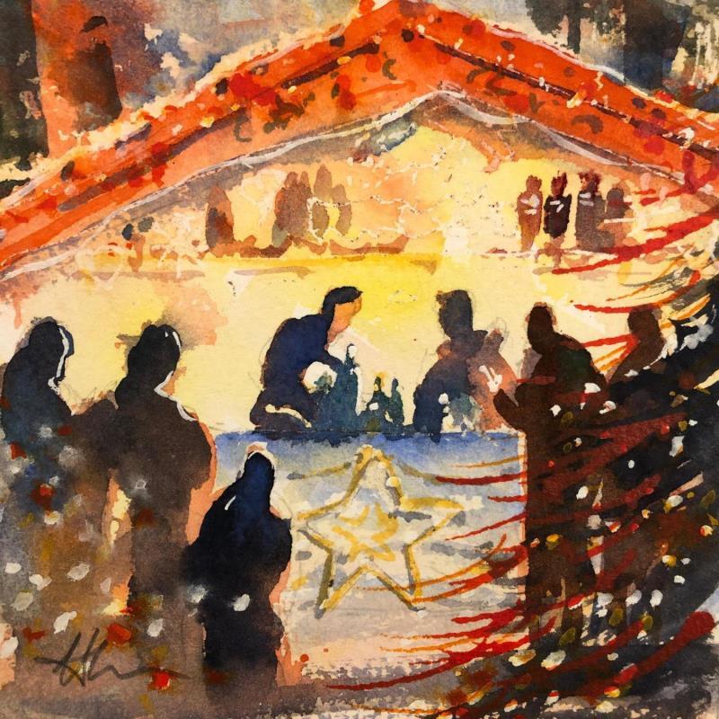 Painting Weihnsachtserfrische by Jones Henry | Painting Figurative Landscapes Urban Watercolor