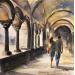 Painting Die Kloster by Jones Henry | Painting Figurative Landscapes Urban Watercolor