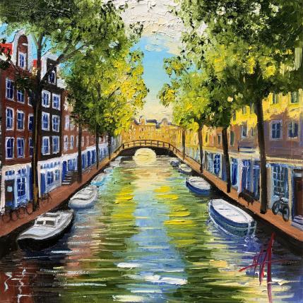 Peinture Amsterdam. A day in may par De Jong Marcel | Tableau Figuratif Huile Paysages, Urbain