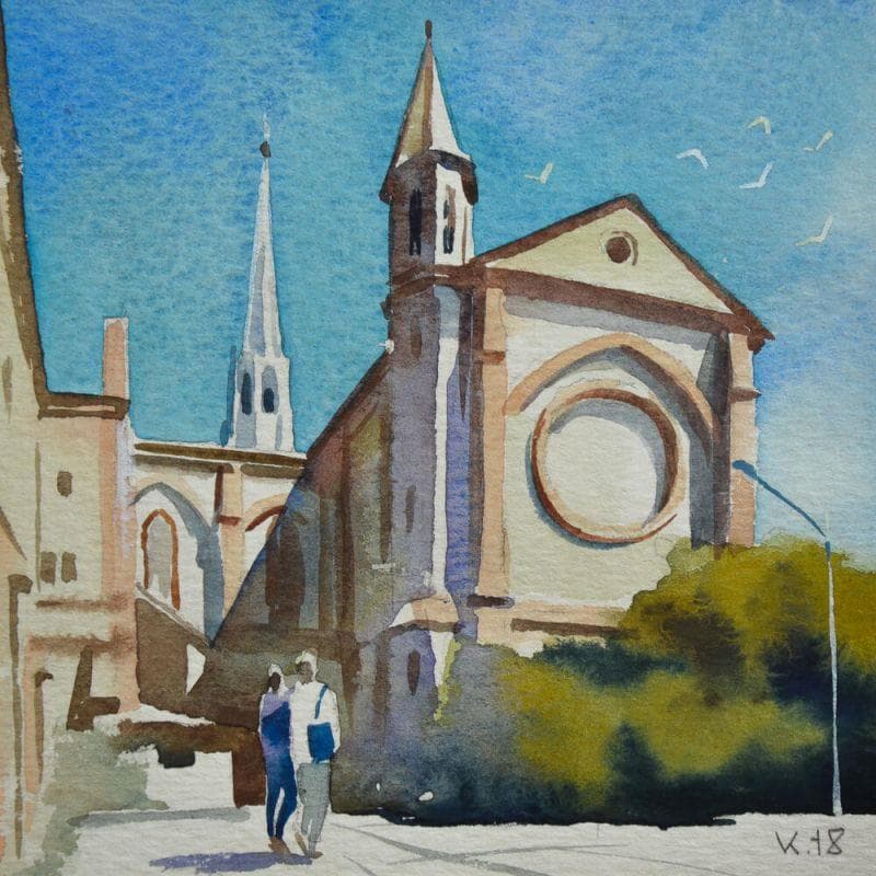 Painting Toulouse by Khodakivskyi Vasily | Painting Figurative Watercolor Urban