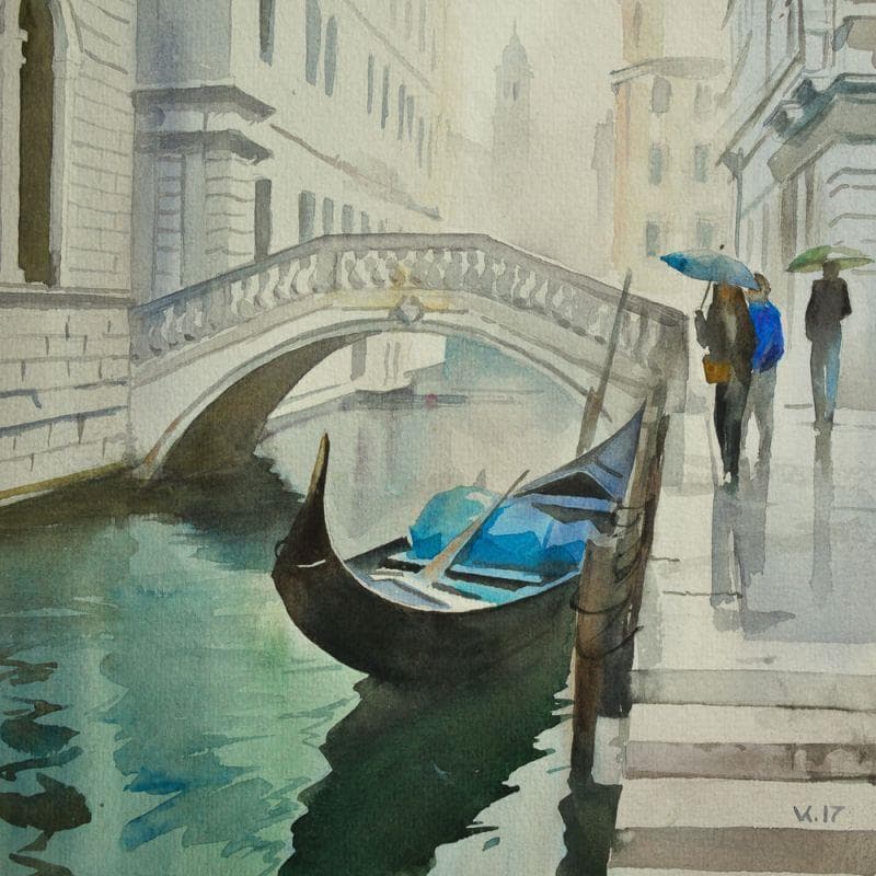 Peinture Venice 8 par Khodakivskyi Vasily | Tableau Figuratif Aquarelle Vues urbaines
