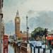 Peinture London v2 par Khodakivskyi Vasily | Tableau Figuratif Aquarelle Vues urbaines