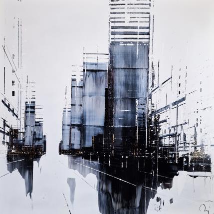 Painting After Rain by Rey Julien | Painting Figurative Mixed Black & White, Urban