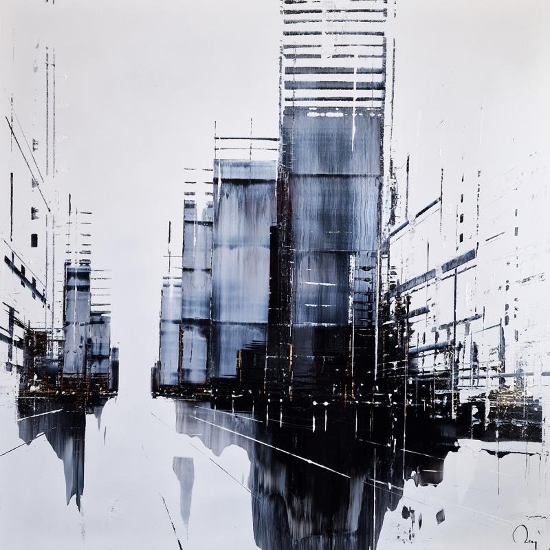 Painting After Rain by Rey Julien | Painting Figurative Mixed Urban Black & White