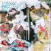 Gemälde Que dis le Kamon von Sablyne | Gemälde Art brut Alltagsszenen Holz Pappe Acryl Collage Tinte Pastell Textil Blattgold Upcycling Papier Pigmente