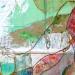 Gemälde Sois patiente  von Sablyne | Gemälde Art brut Alltagsszenen Holz Pappe Acryl Collage Tinte Pastell Textil Blattgold Upcycling Papier Pigmente