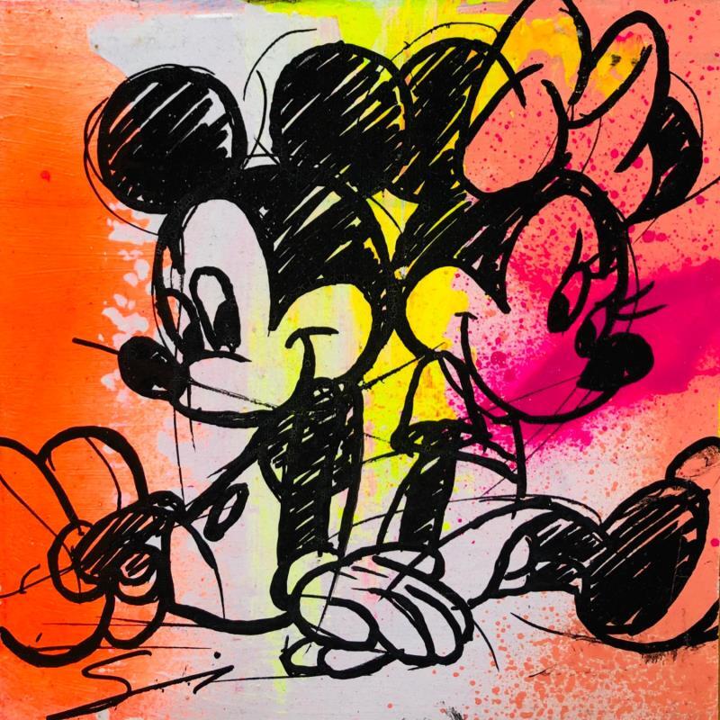 Peinture MICKEY AND MINNIE SKETCHT par Mestres Sergi | Tableau Pop-art Carton, Graffiti