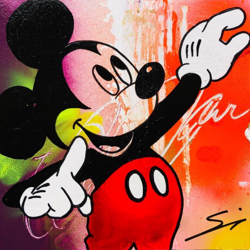 Painting MICKEY SHOW ME THE WAY by Mestres Sergi | Painting Pop-art Cardboard, Graffiti Pop icons