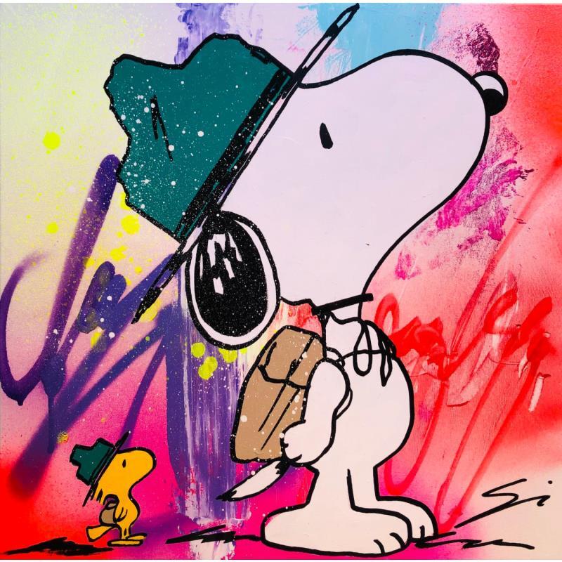Painting SEARCHING THE WAY HOME SNOOPY by Mestres Sergi | Painting Pop-art Pop icons Graffiti