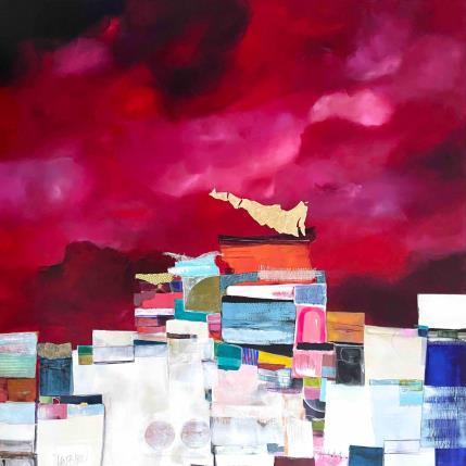 Peinture Plus près du ciel par Lau Blou | Tableau Abstrait Acrylique minimaliste