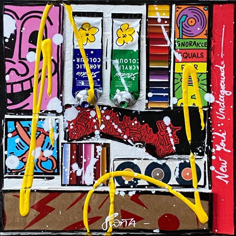 Painting Tribute to Keith Haring by Costa Sophie | Painting Pop-art Acrylic, Gluing, Posca, Upcycling Pop icons