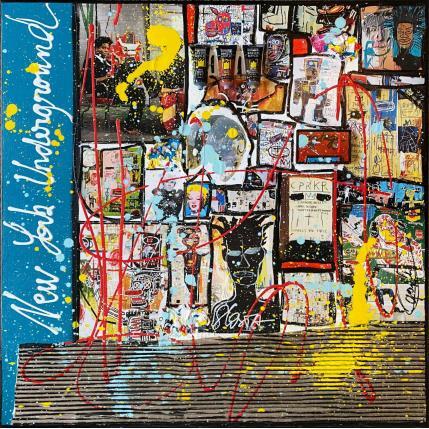Peinture Basquiat The One par Costa Sophie | Tableau Pop-art Acrylique, Collage, Posca, Upcycling Icones Pop