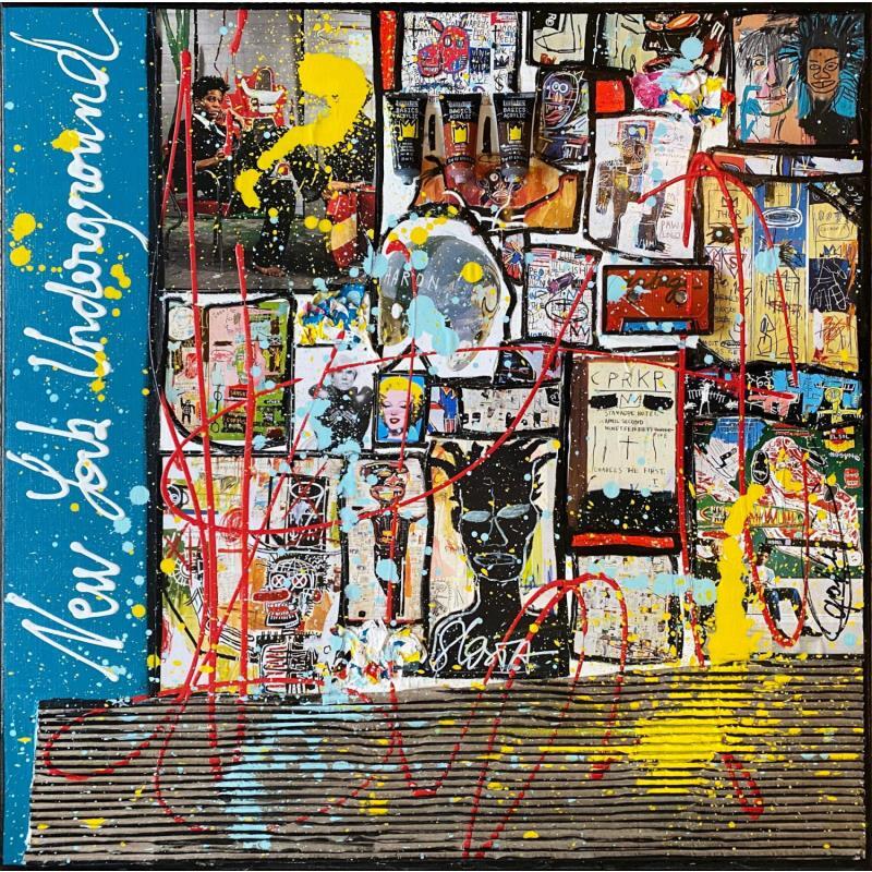 Peinture Basquiat The One par Costa Sophie | Tableau Pop-art Acrylique, Collage, Posca, Upcycling Icones Pop