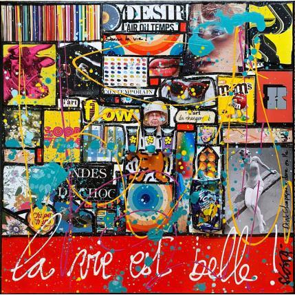 Painting La vie et belle by Costa Sophie | Painting Pop-art Acrylic, Gluing, Posca, Upcycling Pop icons