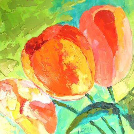 Painting GREEN AND ORANGE 050223 by Laura Rose | Painting Figurative Oil still-life