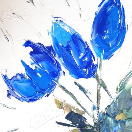 Painting BLUE TULIP 120223 by Laura Rose | Painting Figurative Oil still-life