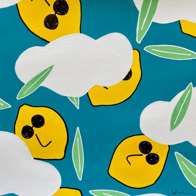 Gemälde Lemons in a blue sky von JuLIaN | Gemälde Pop-Art Pop-Ikonen Acryl