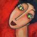 Painting Rouge amour by Kuhn Marie Pierre | Painting Naive art Portrait Acrylic